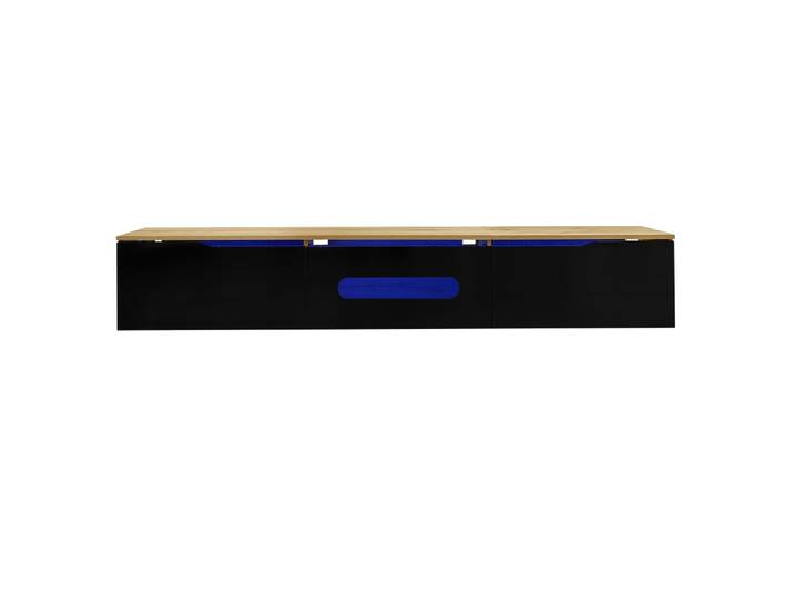 Meuble tv avec éclairage led 16 couleurs, 180 cm, bois noir