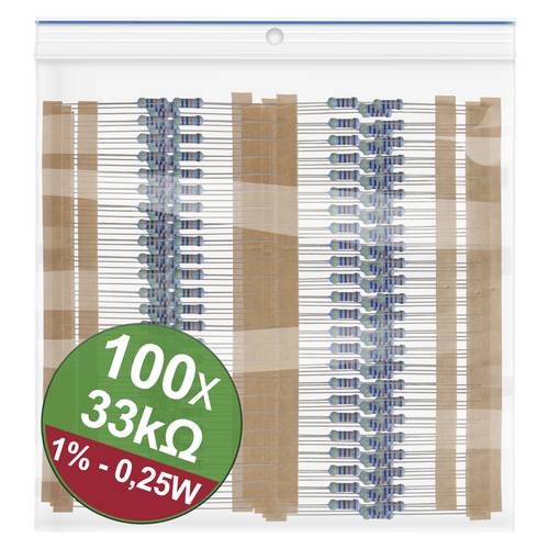 Quadrios 22P052 22P052 Metallschicht-Widerstand Sortiment 33kΩ axial bedrahtet 0.25W 1% 1 Set