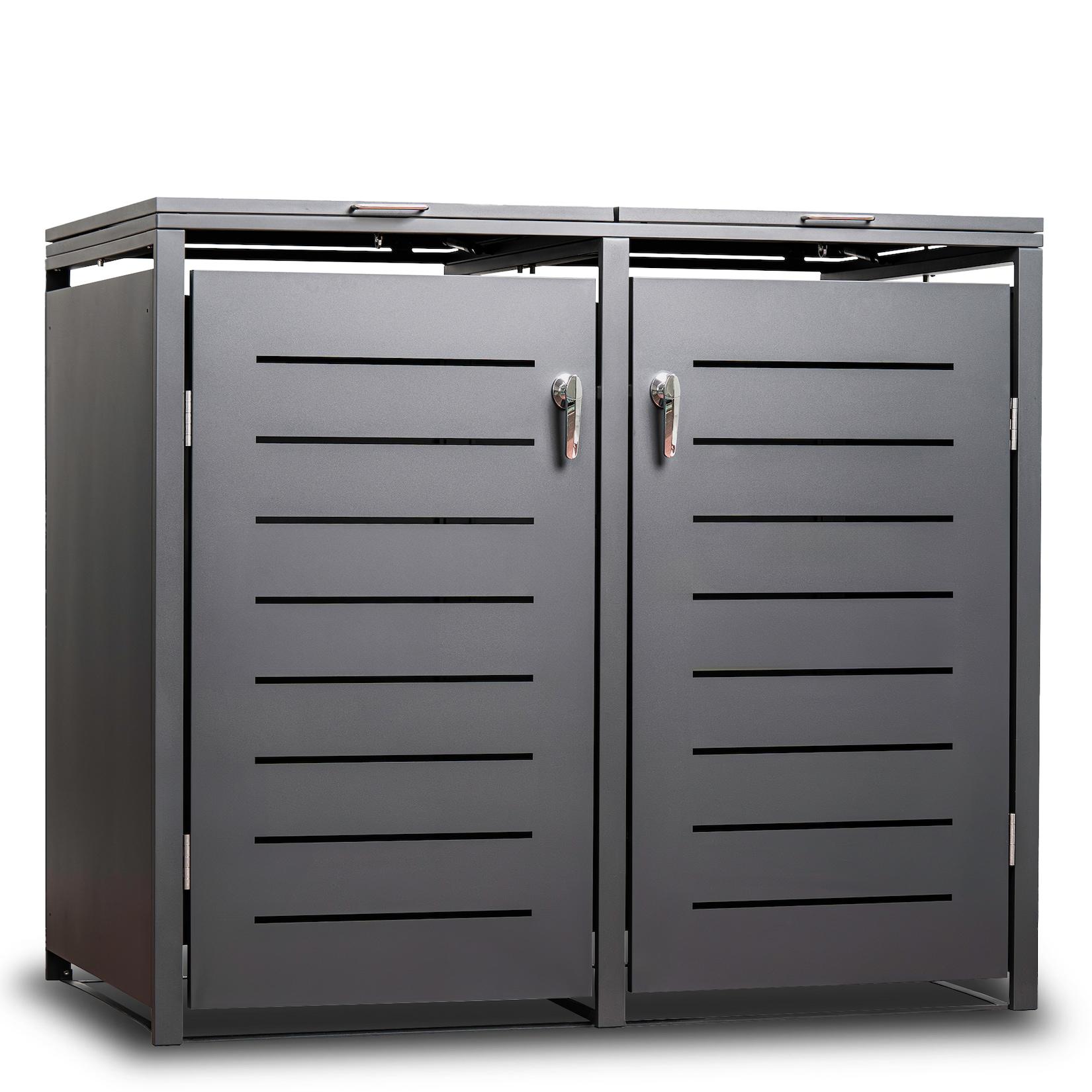 Mülltonnenbox KÖLN 115x62x102cm für 2x Tonnen 120 Liter, Stahl anthrazit