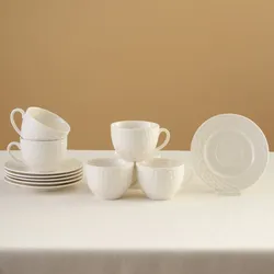 Karaca Nora Embossed Teetassen-Set für 6 Personen, 220 ml