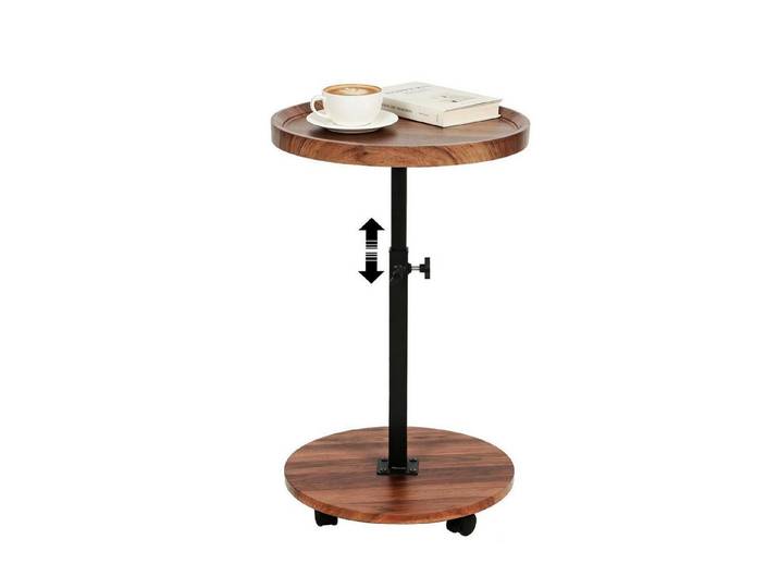 LuxusKollektion Beistelltisch Beistelltisch Rund höhenverstellbar 45-80cm Nussbaum (1-St)