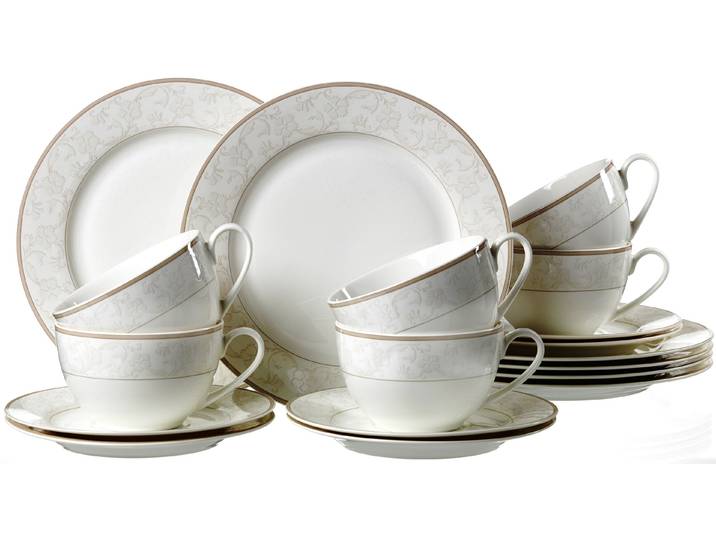 Kaffeeservice RITZENHOFF & BREKER Geschirr-Set, Service ISABELLA , weiss (weiß, beige), 18 Stk., Porzellan, Geschirr-Sets, Kaffeeservice, extravagantes Design, 18 Teile, für 6 Personen