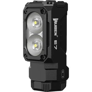Wuben Taschenlampe E7 LED, aufladbar, 1800 Lumen, 6 cm, wasserdicht, schwarz