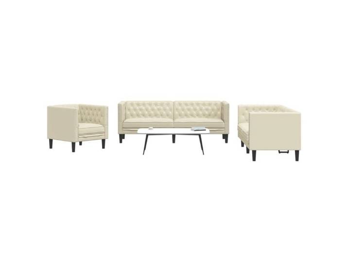 Ensemble de canapé Chesterfield 3 pcs crème similicuir 3209268