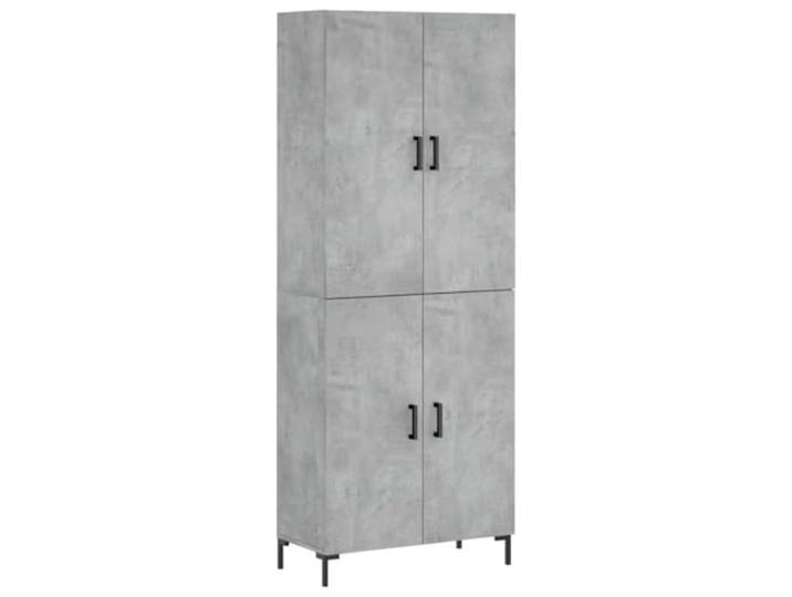 Highboard Betongrau 69,5x34x180 cm Holzwerkstoff Metallfüße, viel Stauraum, glatte Oberfläche, feuchtigkeitsbeständig, Wohnzimmerschrank