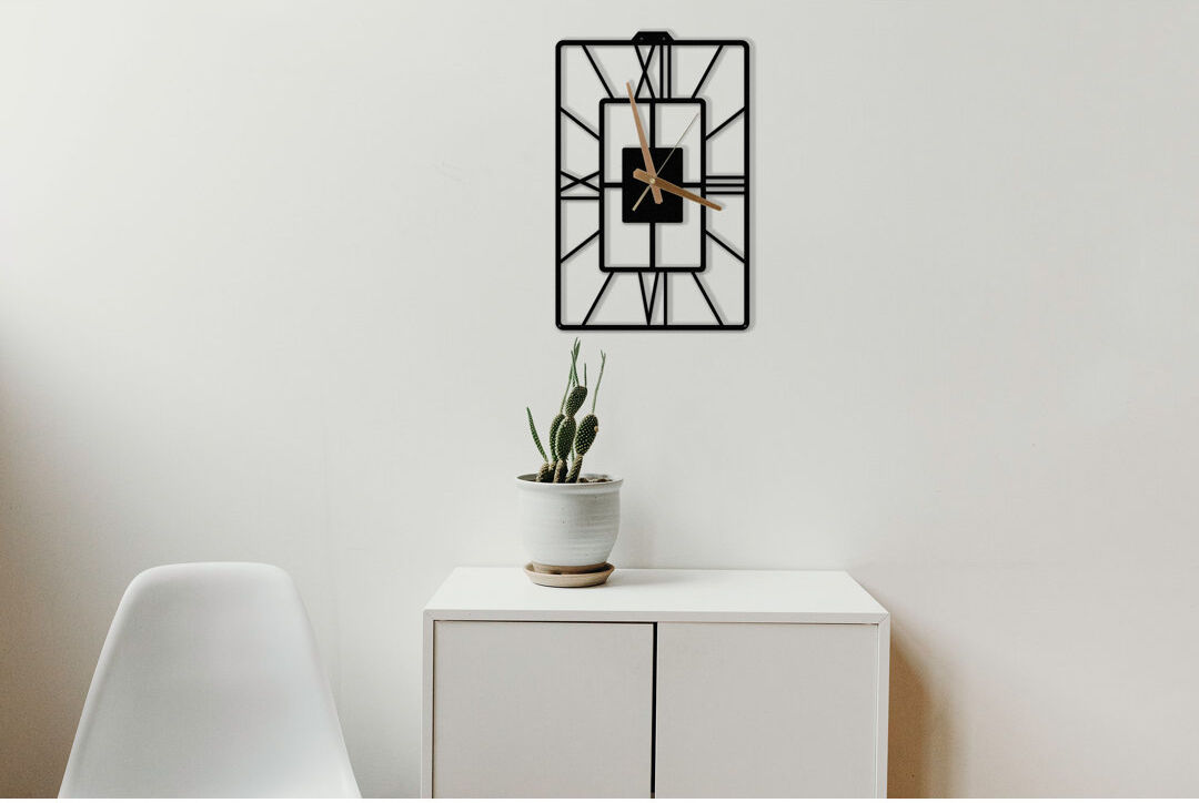 Rio Amergin Metal Wall Clock Black;Gold 45cm H x 29cm W