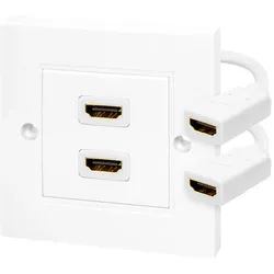 LogiLink HDMI Wanddose mit 2x HDMI-A Kabel, 4K/30 Hz, Weiß