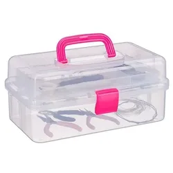 relaxdays Transparente Plastikbox pink