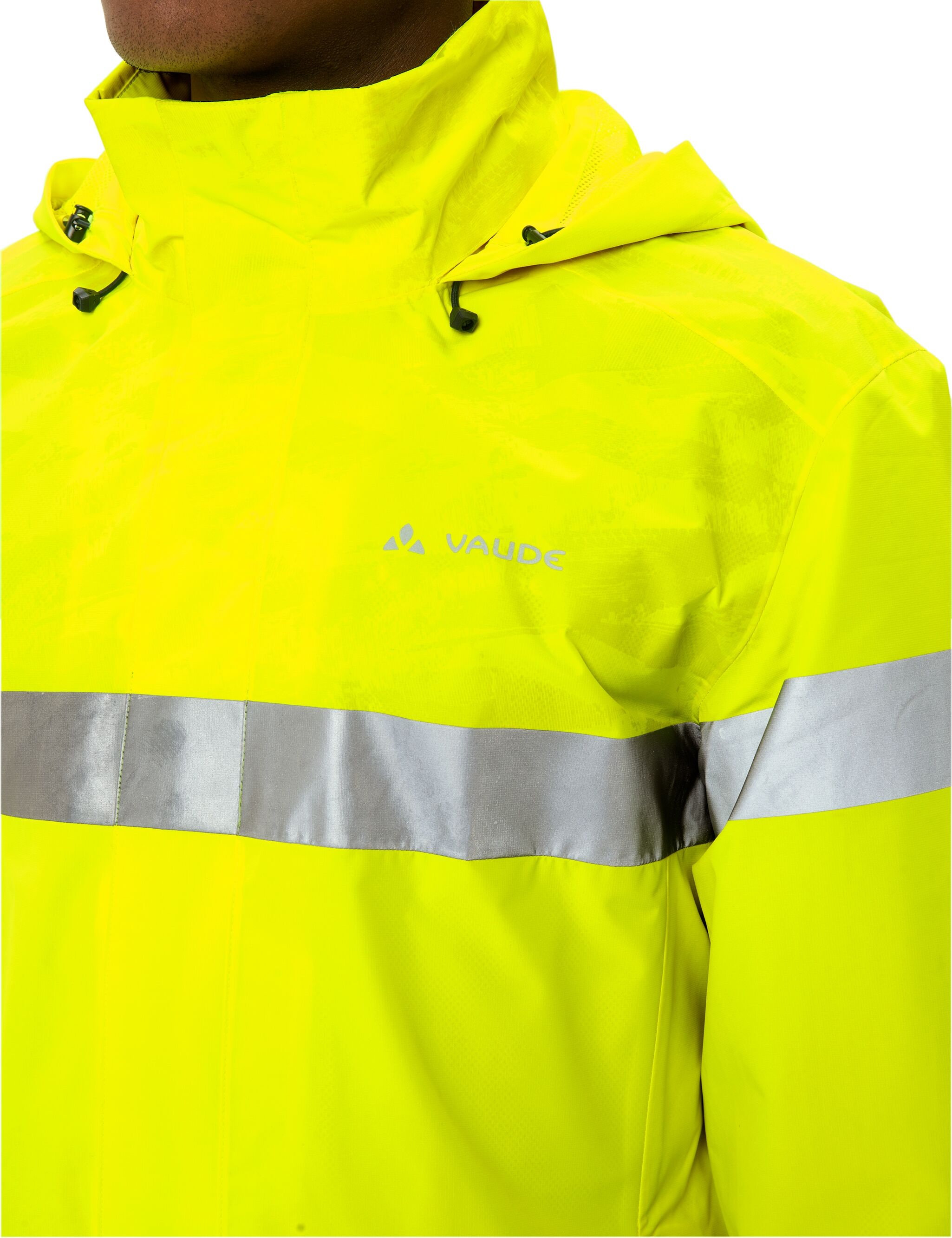 Regenjacke VAUDE "MEN'S LUMINUM RAIN JACKET", Herren, Gr. S, gelb (neon gelb), Obermaterial: 100% Polyester. Futter: 100% Polyester, normal, Jacken Regenjacke, Wasserdicht, Übergangsjacke neon gelb S