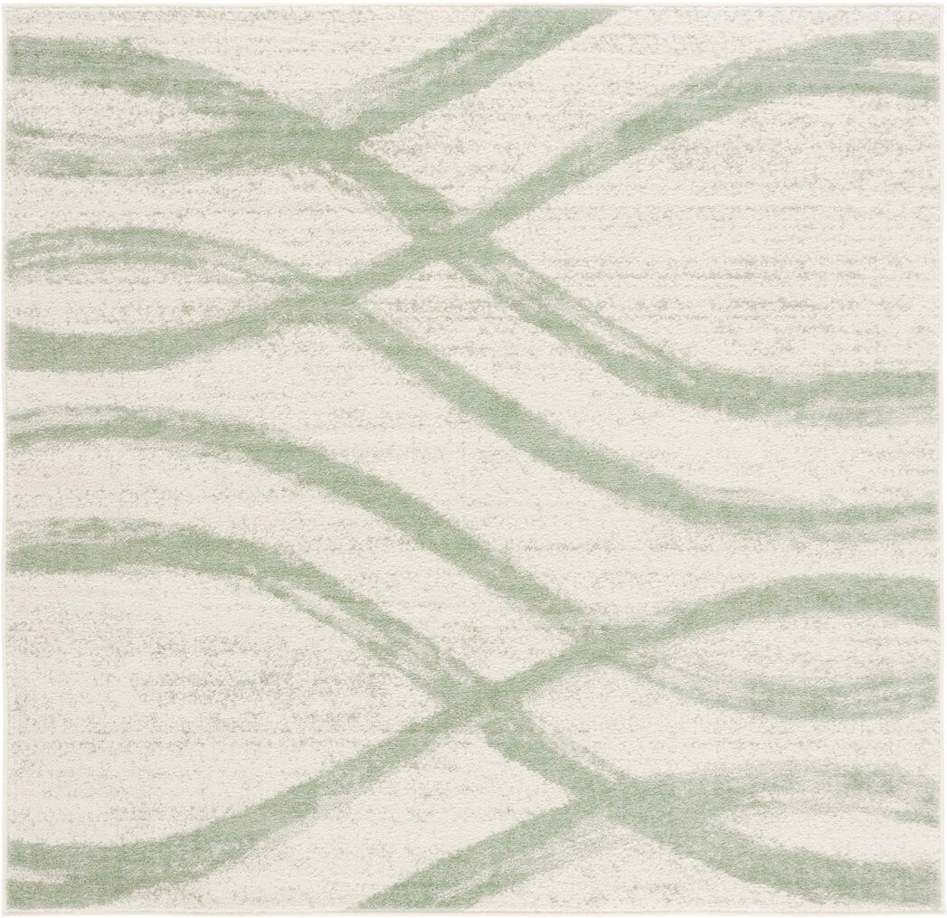 Bloomsbury Market Aisel 122 cm x 122 cm Geometric Area Rug Ivory / Sage Square 122 X 122cm