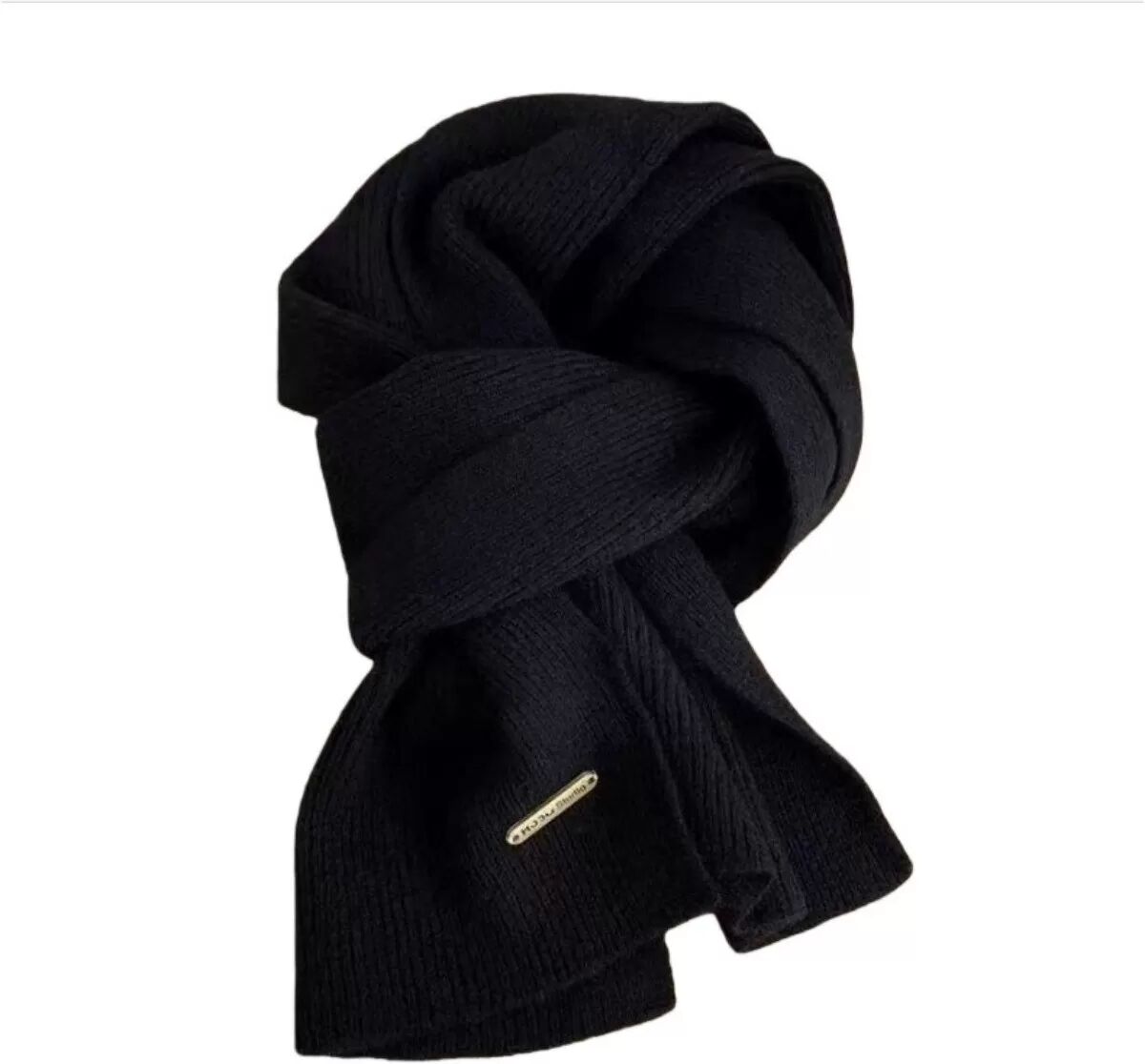 INF Eleganter gestrickter Polyesterschal: Dicke, warme und vielseitige Halswärmer Schwarz