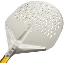 Giemme Spoleto - Professionelle runde Pizzaschaufel mit Lochplatte aus eloxiertem Aluminium, 33 cm, Griff 30 cm