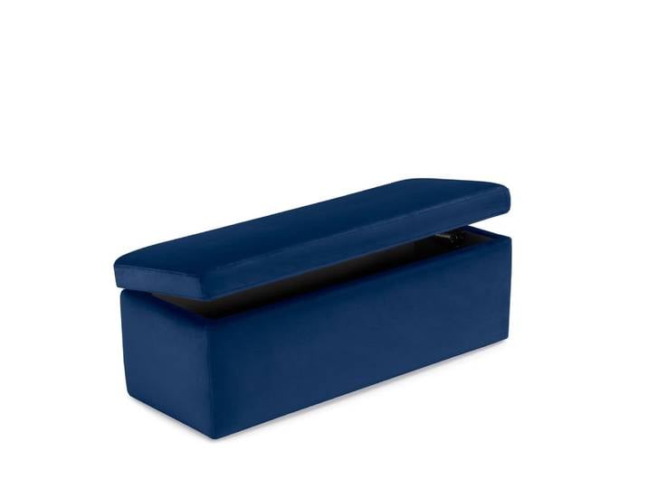 Banc conteneur fabriqué en Italie en velours bleu 110x45 cm