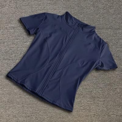 Uplifted Goods Waist Slimming Zip Up Top For Women Lightweight And Quick Dry deep Blue xl