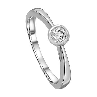 Diamantring ONE ELEMENT "0.2 ct Diamant Brillant Zarge Ring aus 585 Weißgold" Gr. 58, silber, Fingerringe, Damen, 58, 0,2, Diamanten Gold Weißgold 585, Diamanten, Gold, Weißgold 585, Diamantring, Formschön & ausgewogen – dezente Anmutung mit Stil
