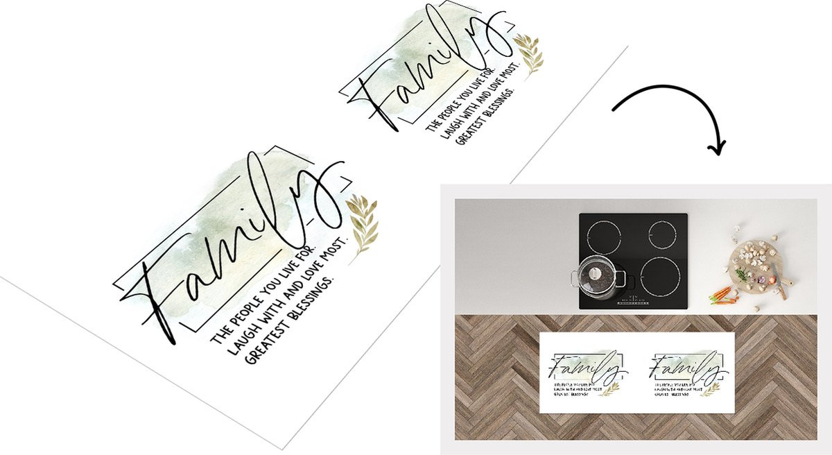 KitchenYeah Keukenloper Vinyl met Family Quotes - 120 x 50 cm