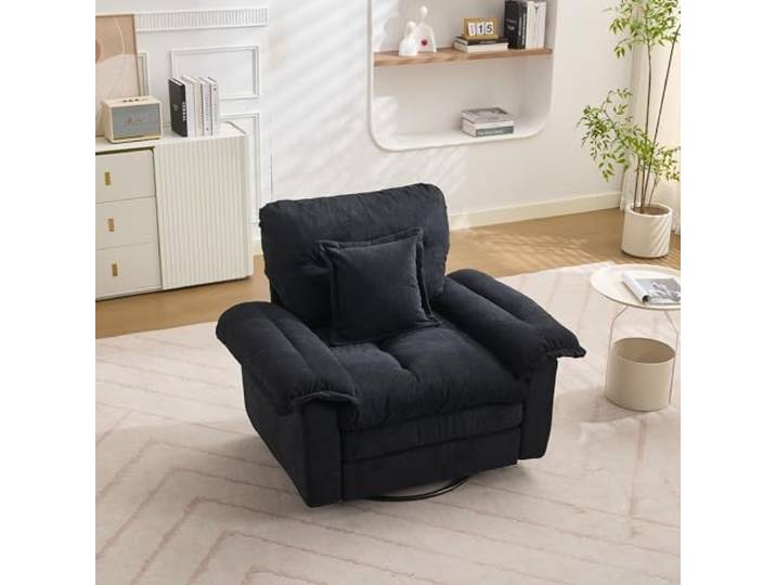 Ball & Cast Kleine Couch, Mini Sofa mit 360° drehbarem Sitzsessel für Wohnzimmer, Schlafzimmer, Wohnung & Büro, Schwarz