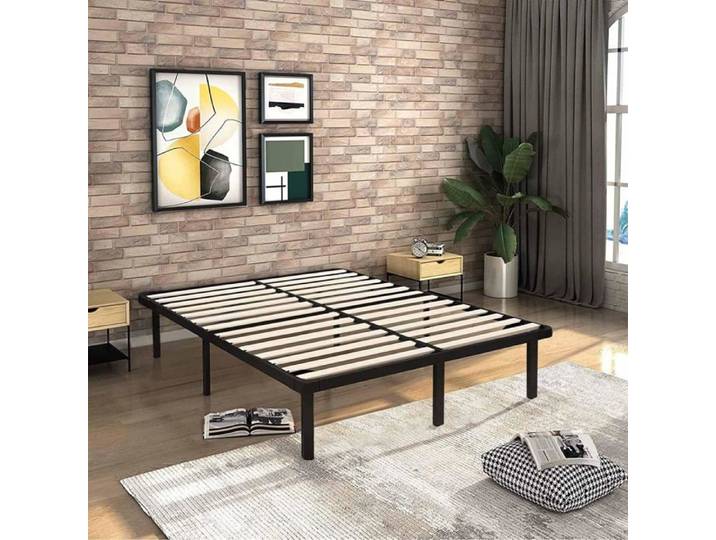 Sommier à Lattes 160x200 cm avec Cadre de Lit - Structure Renforcée et 9 Pieds Stables