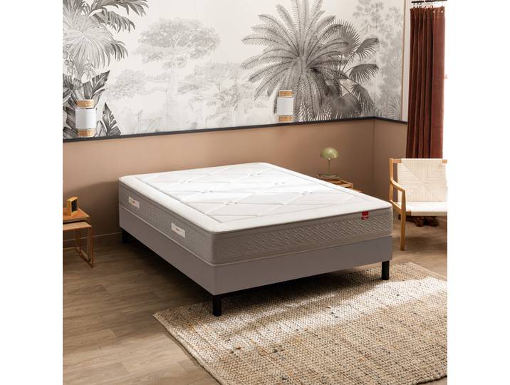 Ensemble sommier et matelas 140x200 cm ressorts multi-actifs mi-ferme Epeda Échappée