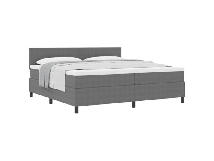 KTHLBRH Boxspringbett mit Kopfteil hellgrau-weiß 200x200 cm Taschenfederkernmatratze, Holzgestell, verstellbares Kopfteil, Stützlast 280 kg