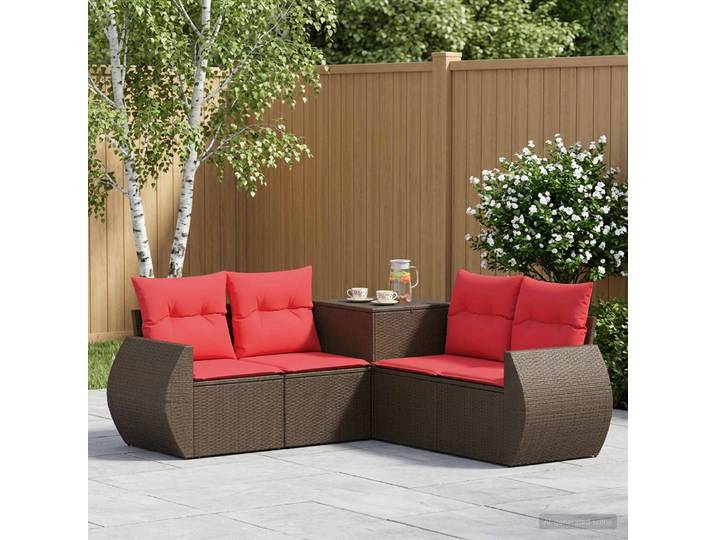 vidaXL Sofa Set 5 stk. Braun und Rot 188 x 188 x 85 cm