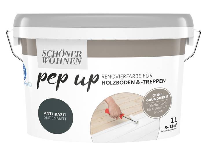 Schöner Wohnen PEP UP Renovierfarbe für Holzböden und Treppen Grau 1 l