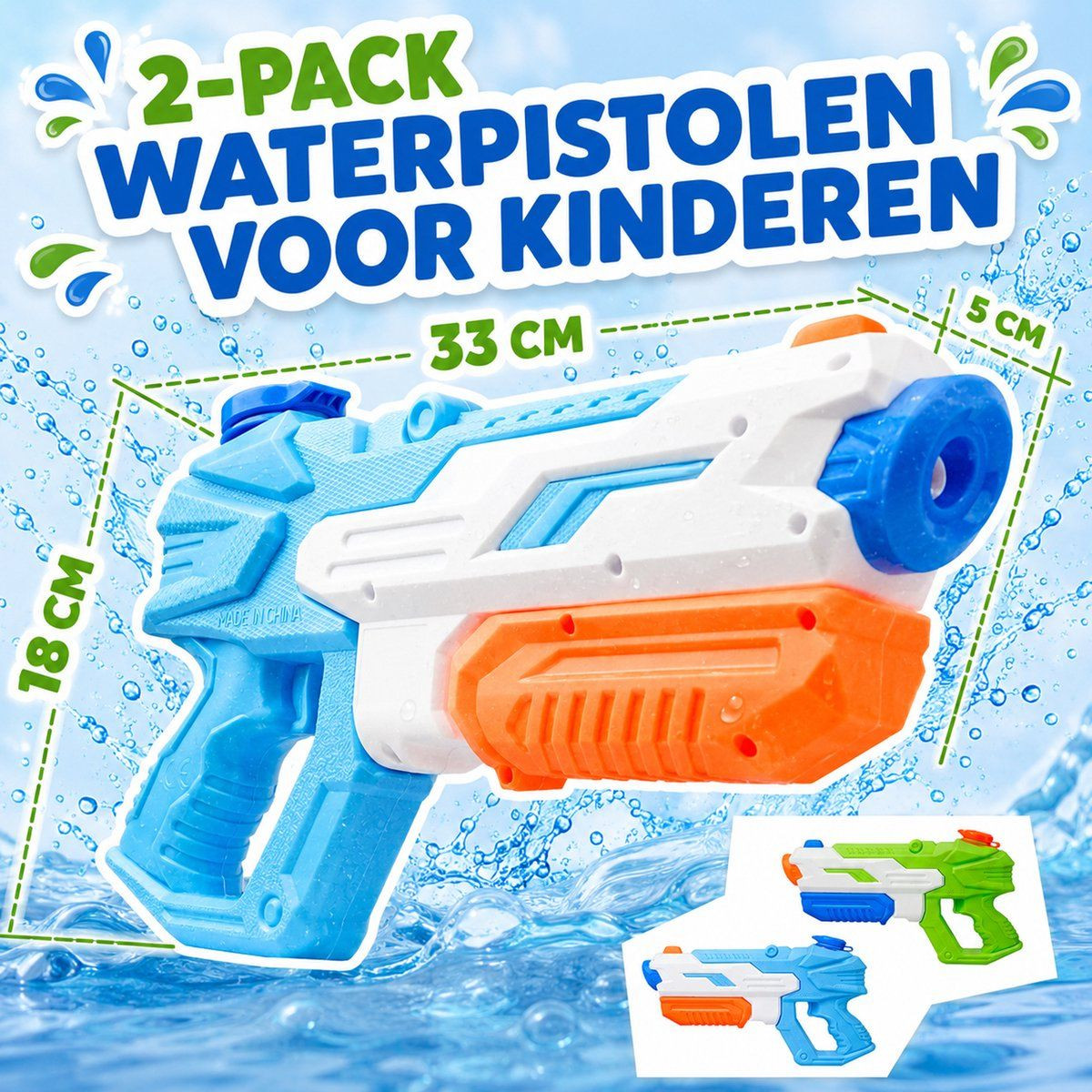 Travelhawk Waterpistool Set met Krachtige Waterstraal - Blauw Groen (2 stuks)