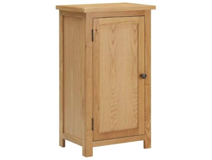 RJPLMFV Schrank Eiche massiv 45 x 32 x 85 cm 3 Einlegeböden, Tür, Wandbefestigung inklusive, rustikales Sideboard