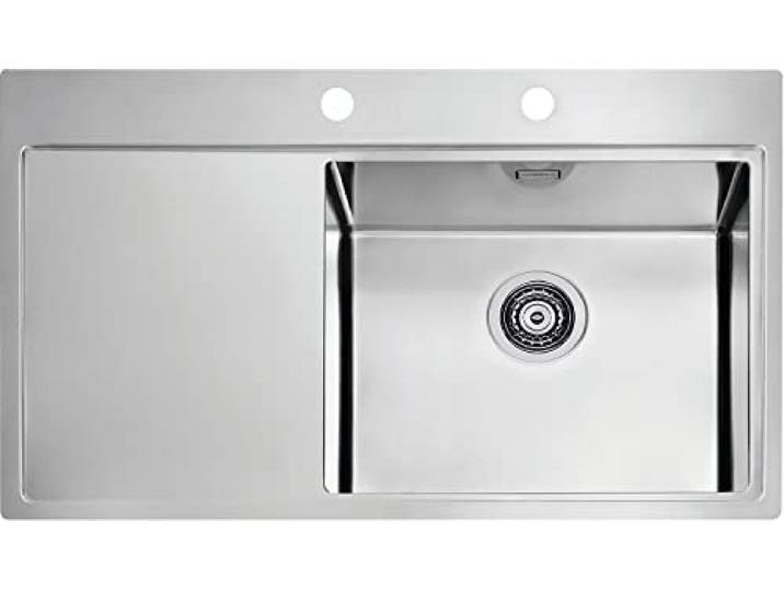 Alveus Pure 50 Edelstahl Einbau Küchenspüle 860 x 525 mm Abwasch Spülbecken (Becken Rechts)