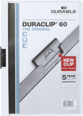 Durable Klemmmappen Duraclip, DIN A4, Kunststoff, mit Clip, weiß