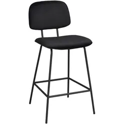 Barhocker Bryan 2er Set aus Samt, klassisch gepolstert, Schwarz, stabiles Metallgestell