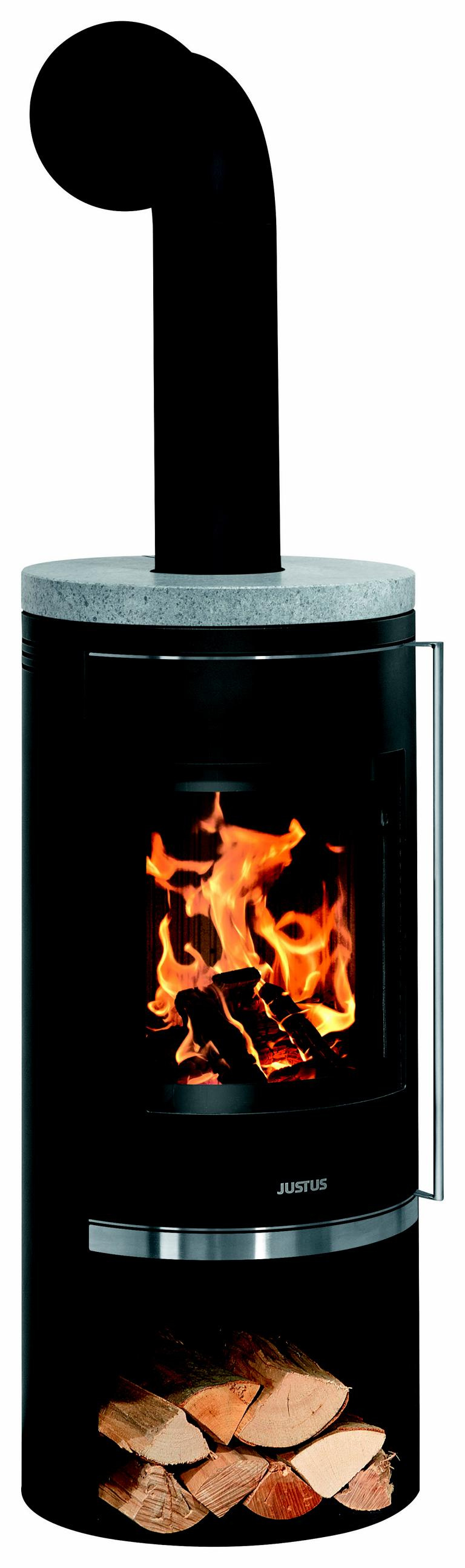 JUSTUSGMBH Faro 2.0 Stahl Schwarz mit Abdeckplatte Speckstein 08000028