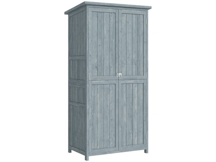 Outsunny Gartenschrank Tannenholz Grau, Holz, 2 Fächer, 54x170x85 cm, Gartenzubehör, Geräteschuppen