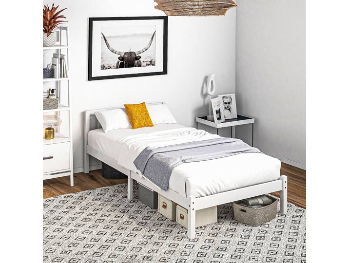 HOMCOM Lit Simple 90x190cm Bois Massif avec Tête et Sommier