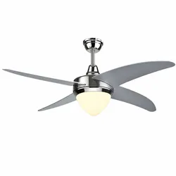 Decken Ventilator mit Fernbedienung Wohnzimmer Lüfter Kühler silber, 3 Geschwindigkeiten Timer, 1x LED, D 107 cm