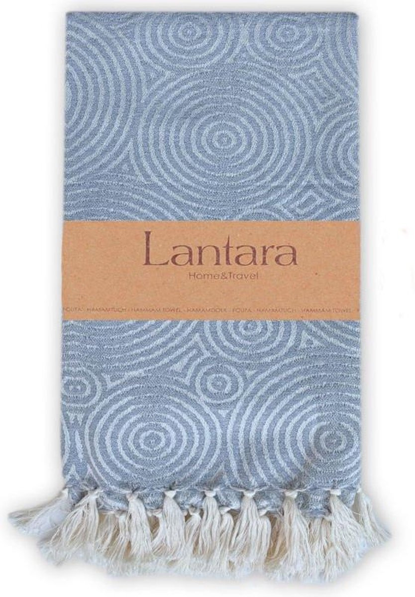 Lantara Hamamdoek Circles - Grijs - 100 x 200 cm