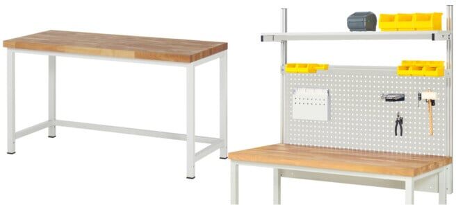 Set Rau Werkbank, BxTxH 1500x700x840 mm + System-Aufbau Komplettset 01