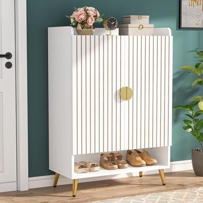 Lee Shoe Cabinet with Doors, 7-Tier Shoe Storage Cabinet for Entryway