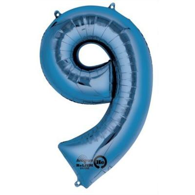 Folienballon XXL Zahl 9 - blau.