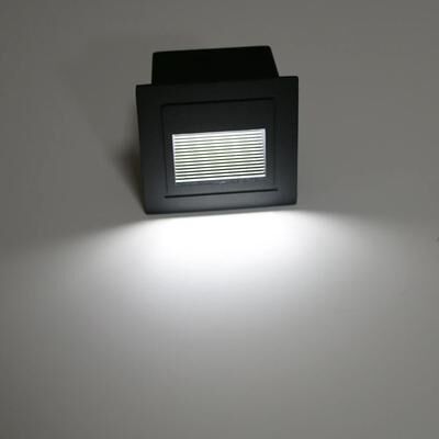 Inspire Curations Modern Recessed LED Stair & Pathway Wall Light Waterproof Aluminum Outdoor Footlight cold White L 85 X 85mm Black B