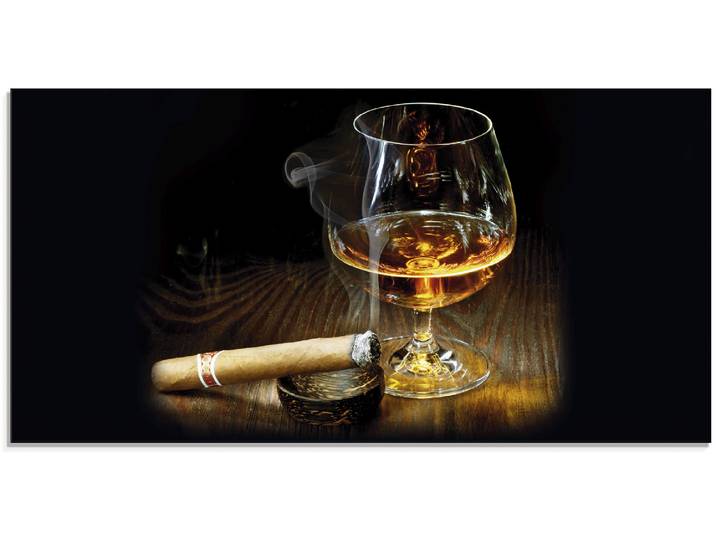 Glasbild ARTLAND Zigarre und Cognac , braun (farbe bild(er): braun), B:100cm H:50cm, Bilder, Glasbild, in verschiedenen Grössen