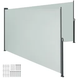 TecTake GmbH TECTAKE Doppel-Seitenmarkise ausziehbar, automatischer Aufrollmechanismus, Polyester beschichtet, 600x9x160 cm, grau