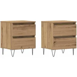 vidaXL Nachttisch 2 pcs Eiche handwerklich 40 x 35 x 50 cm
