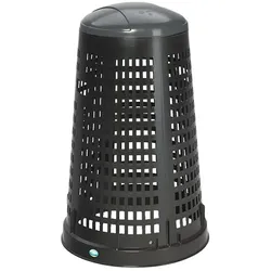 PROREGAL Robuster Abfallsammler Korbständer mit Klemmring | 90 Liter, HxBxT 88x52,5x52,5cm | Kunststoff | Schwarz | Grauer Deckel | Mülleimer