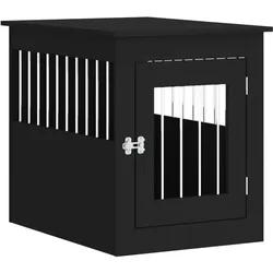 vidaXL Hundekäfig im Möbelstil Schwarz 55x75x65 cm Holzwerkstoff, Hundehütte