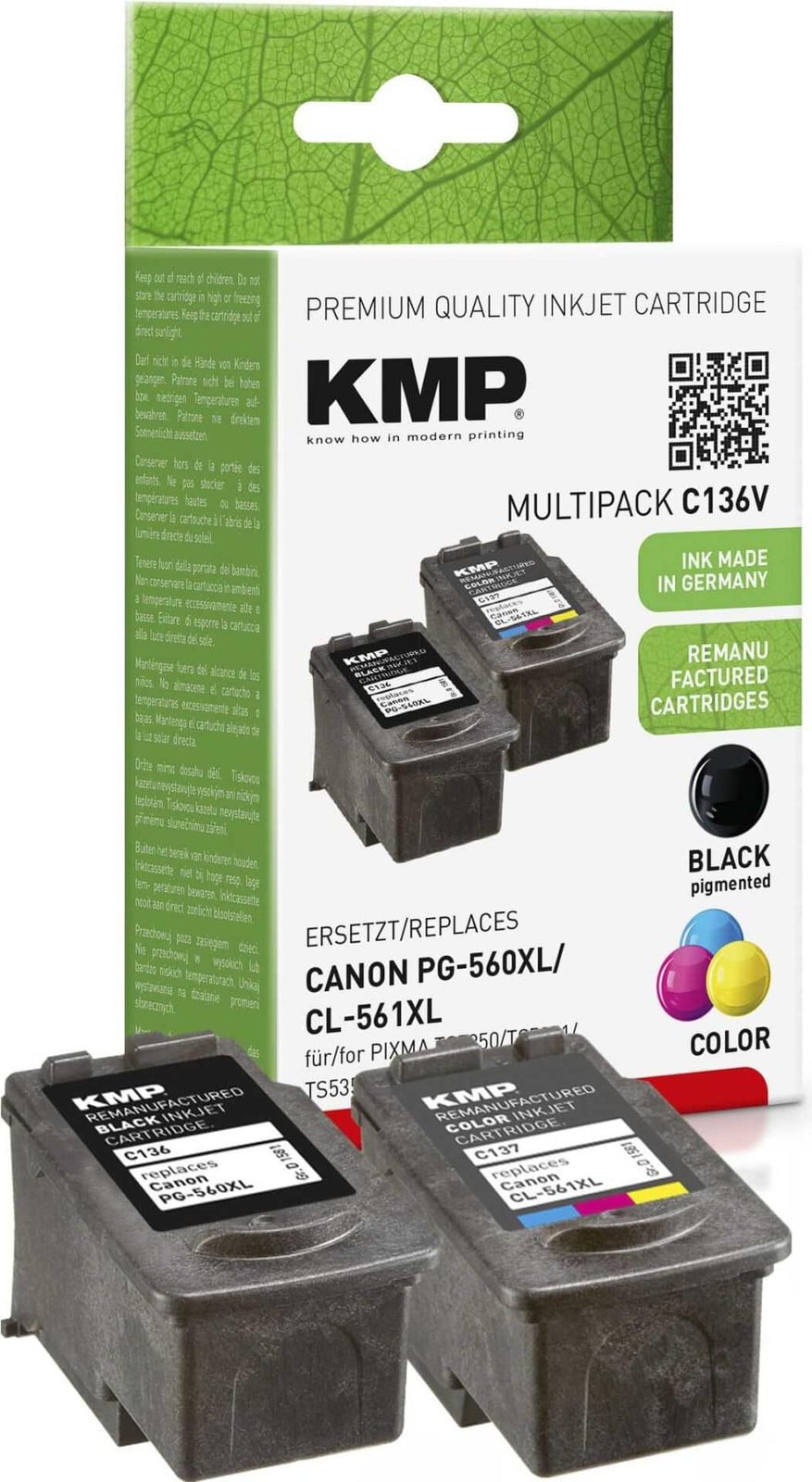 KMP C136V Vorteilspack inktcartridges compatibel met Canon PG560 en CL561