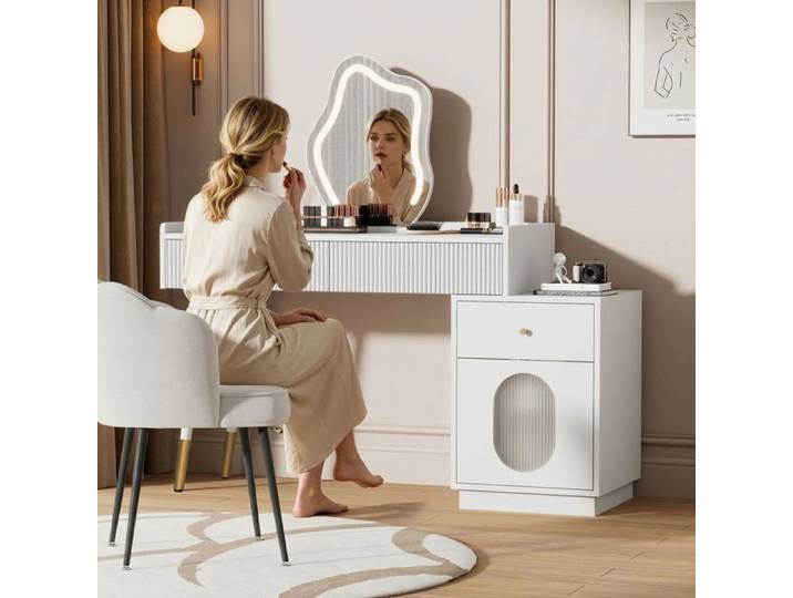 Coiffeuse LED RN3190801AAW miroir 100x75x40 cm blanche