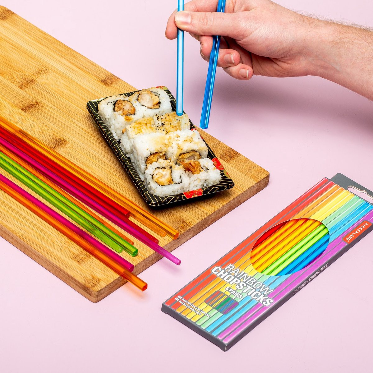 Kikkerland Rainbow eetstokjes, meerkleurig, 6 sets