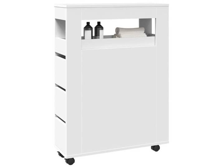 SALE 2026  Buffet bahut Blanc - Meuble étroit de salle de bain à roulettes blanc PRO884732983