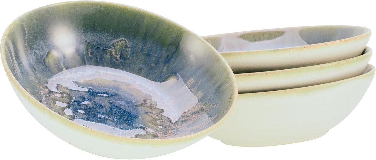 Serviesset van aardewerk met uniek design, meerkleurig, doorsnede: 17 cm